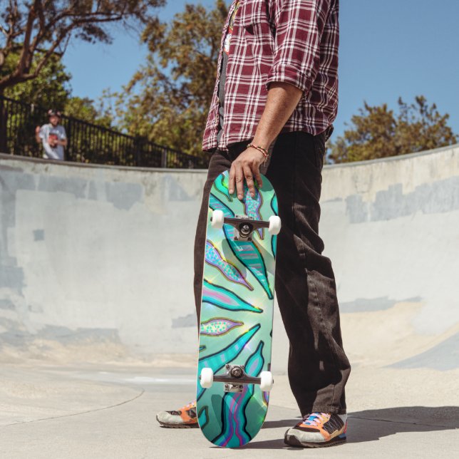 Turquoise Coral Branch Skateboard (Outdoor 2)