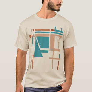 Turquoise Coral Rust Taupe MCM-inspired Squares T-Shirt