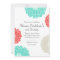 Turquoise Coral Zinnia Flower Birthday Invitation