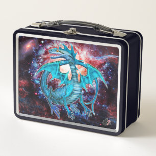 Turquoise Cosmic Dragon  Metal Lunch Box