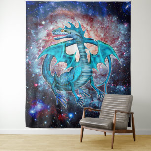Turquoise Cosmic Dragon  Tapestry