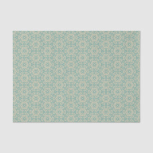 Turquoise Cream Lace Bloom Modern Prairie Filigree Tissue Paper