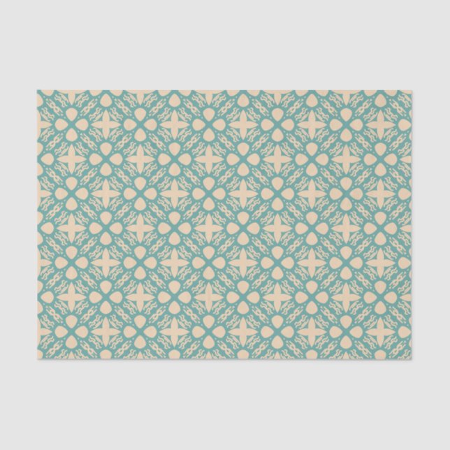 Turquoise Cream Modern Western Geometric Dismal Tissue Paper (Front)
