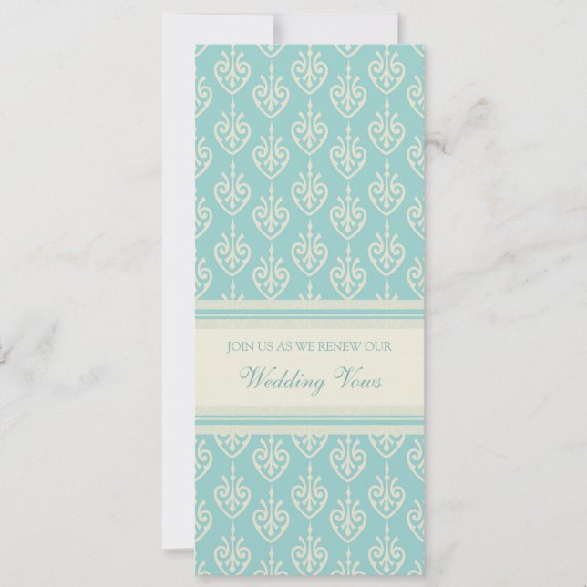 Turquoise Cream Wedding Vow Renewal Invitations (Front)
