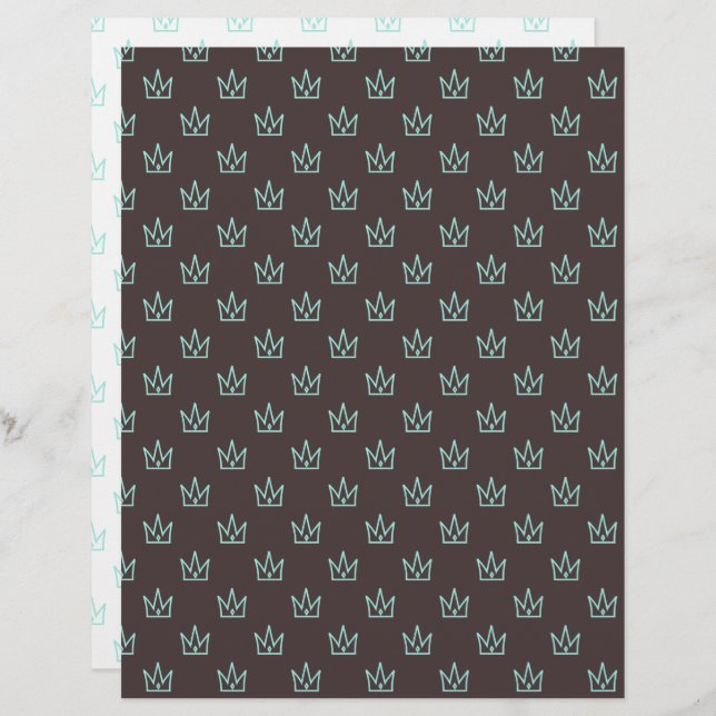 Turquoise Crown Patterned Scrapbook Paper (Front/Back)