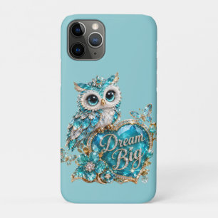 Turquoise Crystal Owl Dream Big Luxury Design iPhone 11 Pro Case
