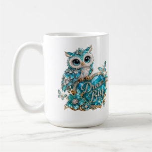 Turquoise Crystal Owl Dream Big Luxury Design Coffee Mug