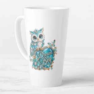 Turquoise Crystal Owl Dream Big Luxury Design Latte Mug