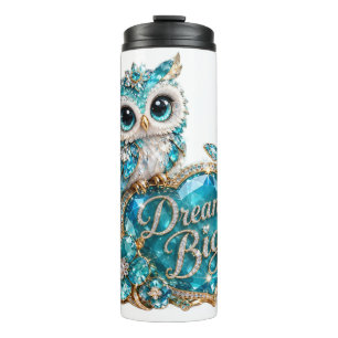 Turquoise Crystal Owl Dream Big Luxury Design Thermal Tumbler