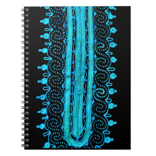 Turquoise Curved Embroidery Notebook