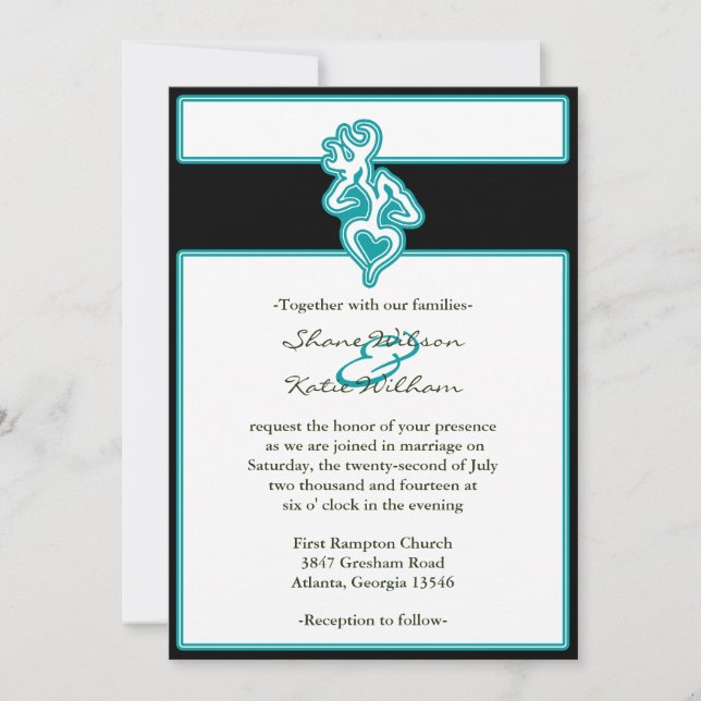 Turquoise Custom Outline Colour Invitation (Front)