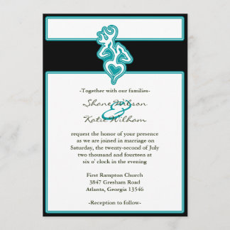 Turquoise Custom Outline Colour Invitation
