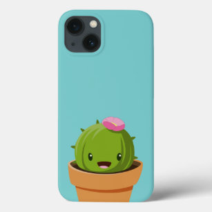 Turquoise   Cute Kawaii Smiling Cactus Case-Mate iPhone Case