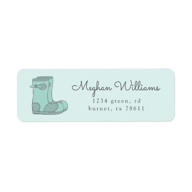 turquoise cute rain boots return address (Front)