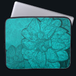 Turquoise Dahlia Floral Pattern Laptop Sleeve<br><div class="desc">This modern turquoise floral neoprene laptop sleeve features a stunning abstract floral design highlighting the beauty of the dahlia flower in a monochromatic colour palette of turquoise, aqua and teal. A bold turquoise dahlia is the focal point of this maximalist design, framed by two darker dahlia flowers on a patterned...</div>