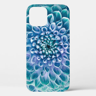 Turquoise Dahlia Flower Macro Background iPhone 12 Case
