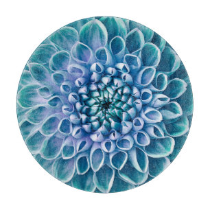 Turquoise Dahlia Flower Macro Background Cutting Board