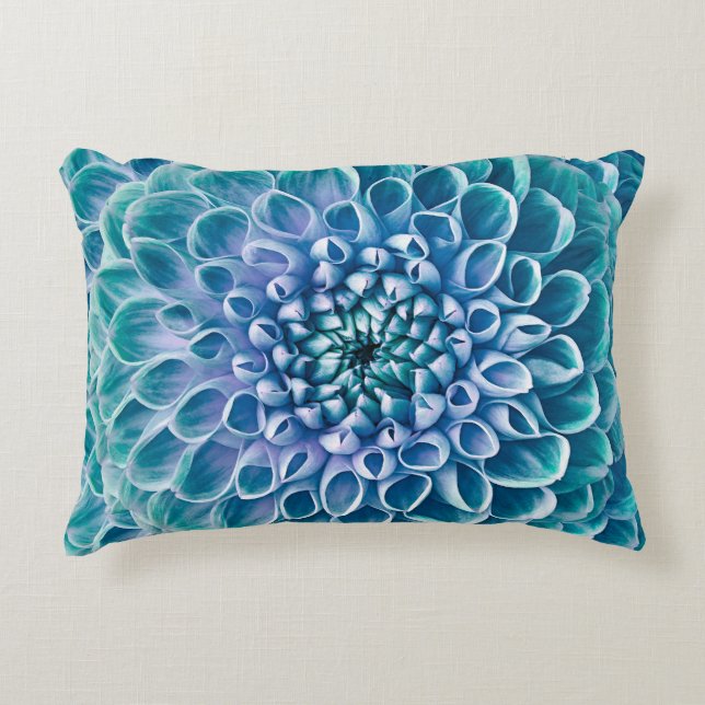Turquoise Dahlia Flower Macro Background Decorative Cushion (Front)