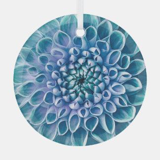 Turquoise Dahlia Flower Macro Background Glass Tree Decoration