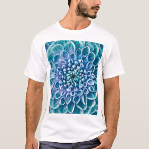 Turquoise Dahlia Flower Macro Background T-Shirt