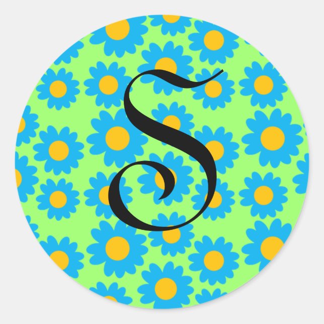 Turquoise Daisies Classic Round Sticker (Front)