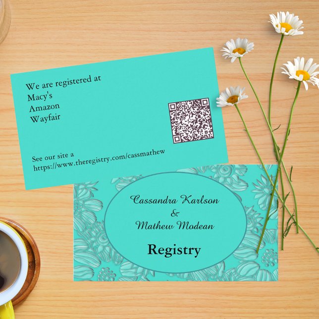 Turquoise Daisies Floral Wedding Registry Enclosure Card (Turquoise Daisies Floral Wedding Registry Enclosure Card)