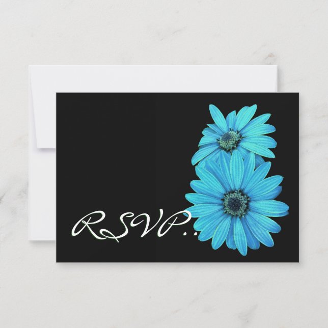 Turquoise Daisies RSVP Wedding Response Card (Front)