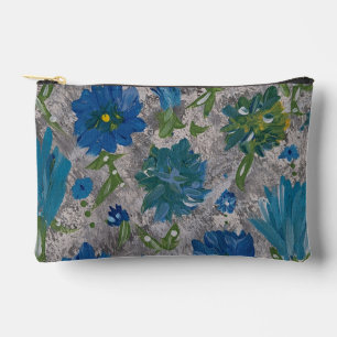 Turquoise Daisy Floral Accessories Pouch