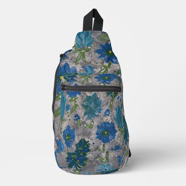 Turquoise Daisy Floral Sling Bag (Front)