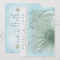 turquoise daisy macro on torn edge paper