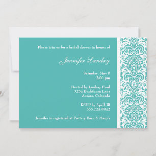 Turquoise Damask Bridal Shower Invitation