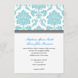Turquoise Damask Wedding Invitation