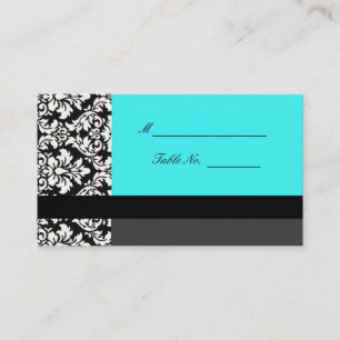 Turquoise Damask Wedding Placecards