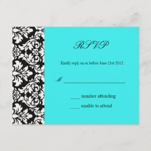 Turquoise Damask Wedding Response Card RSVP