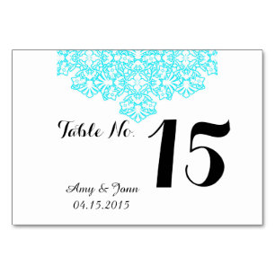 Turquoise damask wedding table numbers dmask2
