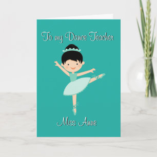Turquoise Dance Teacher Thank You Card