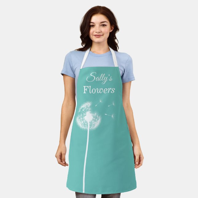 Turquoise Dandelion Apron (Worn)