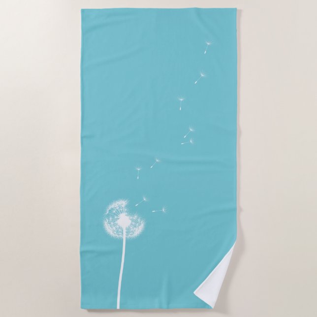 Turquoise Dandelion Beach Towel (Front)