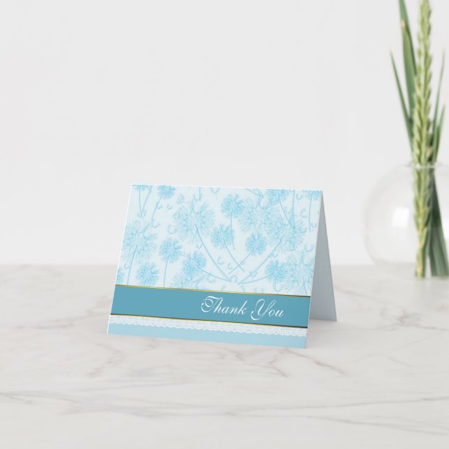 Turquoise Dandelion Wedding Thank You Note Card (Front)