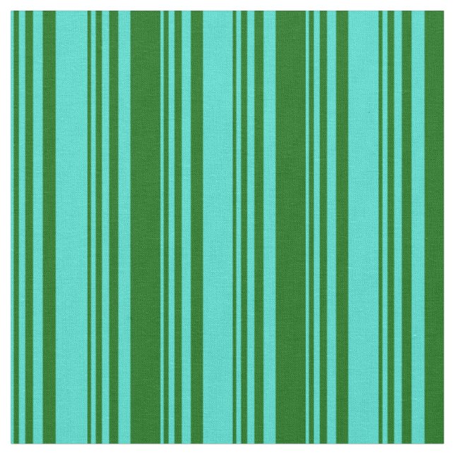 Turquoise & Dark Green Coloured Pattern Fabric (Close Up)