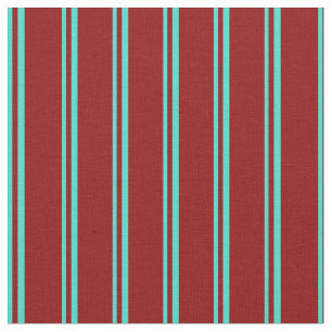 Turquoise & Dark Red Striped Pattern Fabric