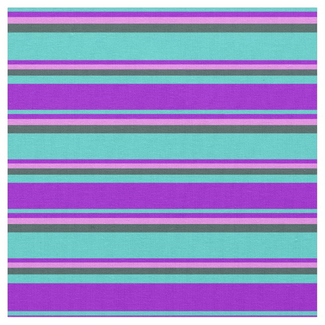 Turquoise, Dark Violet, Violet & Dark Slate Grey Fabric (Close Up)