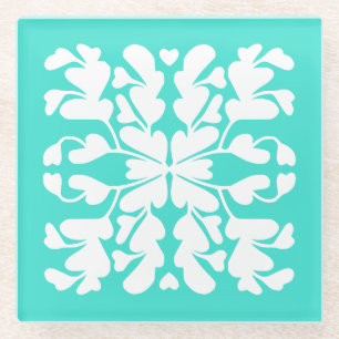 Turquoise deco glass coaster