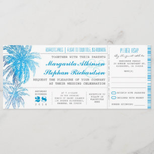 turquoise destination wedding tickets invitation
