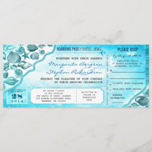 turquoise destination wedding tickets invitations