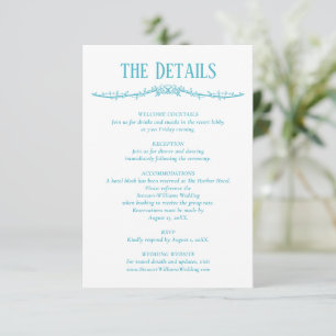Turquoise Details Reception Information Wedding Enclosure Card