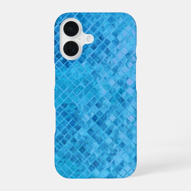 Turquoise Diamond Metallic Design iPhone 16 Case (Back)
