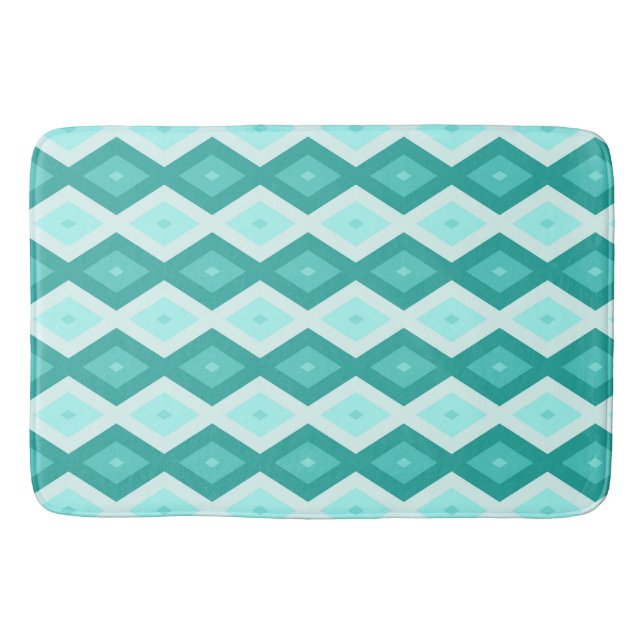 Turquoise diamond pattern bath mat (Front)