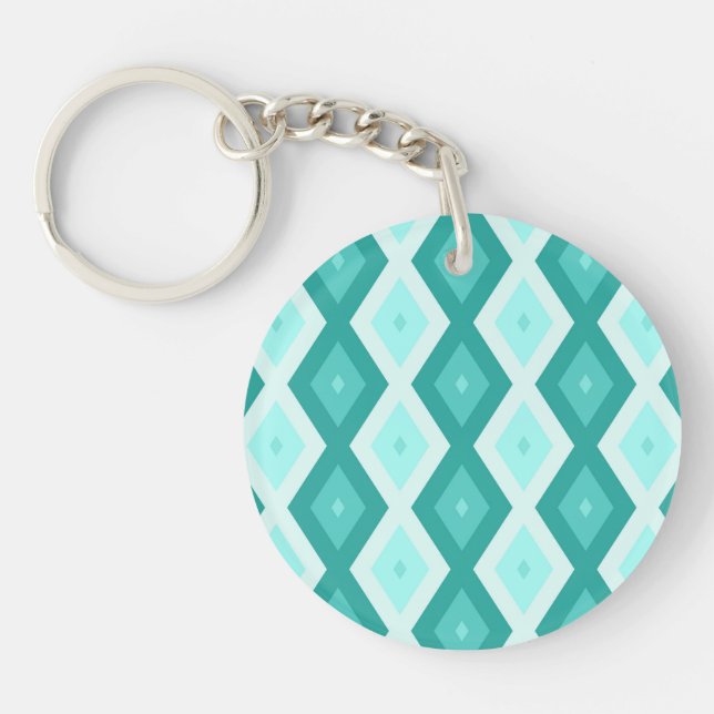 Turquoise diamond pattern key ring (Front)