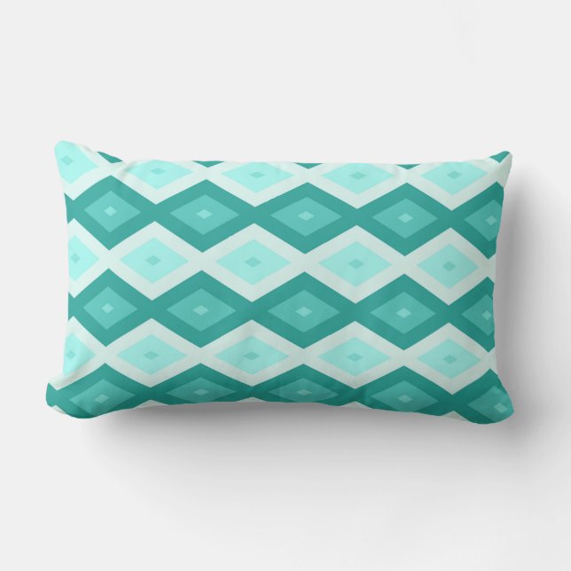 Turquoise diamond pattern lumbar cushion (Front)